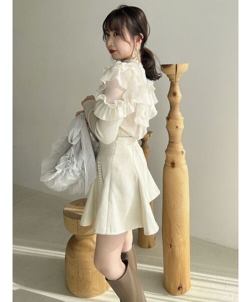 dazzlin(ダズリン)の「パールラインミニフレアスカート(スカート・レディース・ブラック/オフホワイト・SMALL/MEDIUM)」の10枚目の写真