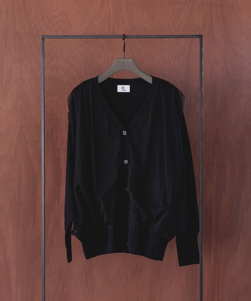カーディガン 「eL」12G Tulle Docking Cardigan/104564 レディース セール】【eL】12G Tulle Docking Cardigan/104564