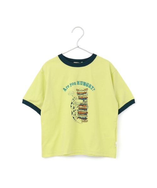 MAKE YOUR DAY（メイクユアデイ）の「ハングリードッグ半袖リンガーTシャツ■80～140cm（Tシャツ/カットソー・キッズ・チャコールグレー/オフホワイト/イエロー・100/90/80/140/130/120/110）」の3枚目の写真