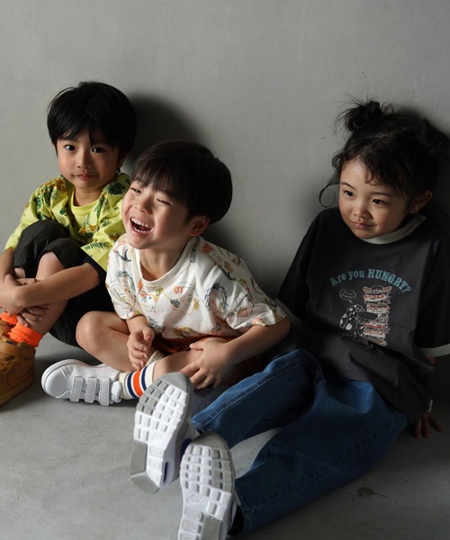 MAKE YOUR DAY（メイクユアデイ）の「ハングリードッグ半袖リンガーTシャツ■80～140cm（Tシャツ/カットソー・キッズ・チャコールグレー/オフホワイト/イエロー・100/90/80/140/130/120/110）」の7枚目の写真