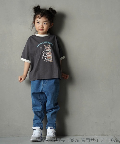 MAKE YOUR DAY（メイクユアデイ）の「ハングリードッグ半袖リンガーTシャツ■80～140cm（Tシャツ/カットソー・キッズ・チャコールグレー/オフホワイト/イエロー・100/90/80/140/130/120/110）」の4枚目の写真