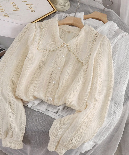 Miniministore(ミニミニストア)の「ビックカラーブラウス きれいめ春トップス(シャツ/ブラウス・レディース・ホワイト/ブラック/ライトベージュ・L/M)」の4枚目の写真