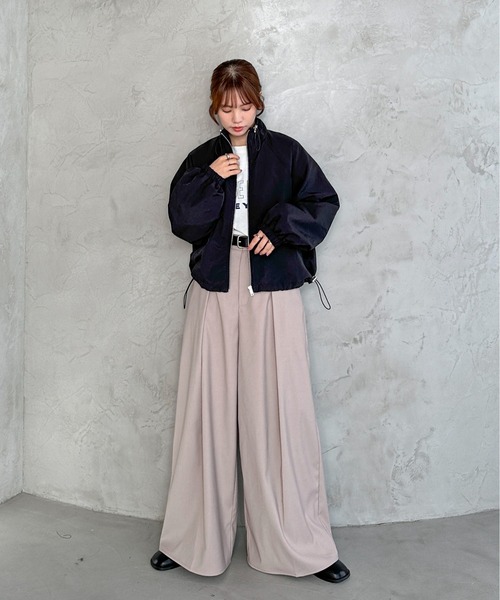 feepur(フェピュール)の「スタンドナイロンコードジャケット(ナイロンジャケット・レディース・ブラック/アイボリー・MEDIUM)」の4枚目の写真