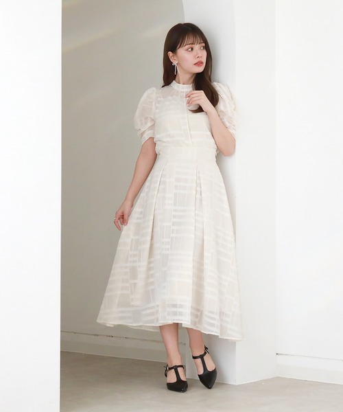 Cheek(チーク)の「オパールチェックタックフレアスカート(スカート・レディース・オフホワイト/ブラック/サックスブルー・MEDIUM)」の22枚目の写真