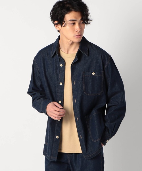 Grand PARK（グランドパーク）の「ライトデニムシャツカバーオール（シャツ/ブラウス・メンズ・ネイビー/アイボリー/ブルー・MEDIUM/LARGE/X-LARGE）」の3枚目の写真