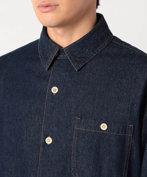 Grand PARK（グランドパーク）の「ライトデニムシャツカバーオール（シャツ/ブラウス・メンズ・ネイビー/アイボリー/ブルー・MEDIUM/LARGE/X-LARGE）」の14枚目の写真