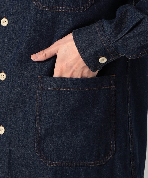 Grand PARK（グランドパーク）の「ライトデニムシャツカバーオール（シャツ/ブラウス・メンズ・ネイビー/アイボリー/ブルー・MEDIUM/LARGE/X-LARGE）」の5枚目の写真