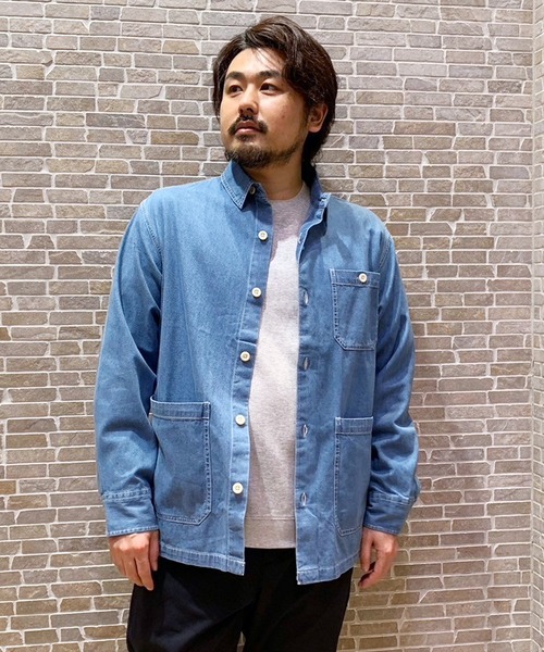 Grand PARK（グランドパーク）の「ライトデニムシャツカバーオール（シャツ/ブラウス・メンズ・ネイビー/アイボリー/ブルー・MEDIUM/LARGE/X-LARGE）」の16枚目の写真