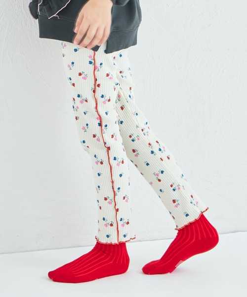 pairmanon（ペアマノン）の「【リブコットン100】配色メロー 10分丈 リブレギンス（その他パンツ・キッズ・ブルー系その他/パープル/ホワイト系その他/ピンク/テラコッタ/アイボリー/ライトベージュ/ライトイエロー/ブルー/ブルー系その他3/ピンク系その他/ブラック系その他2/ブラック系その他/ホワイト系その他2/レッド系その他/パープル系その他2/ホワイト系その他3/ベージュ/ホワイト系その他4/ブラック系その他3/ベージュ系その他/ブラウン/グリーン系その他/ピンク系その他2/ホワイト/ブラック/スモークピンク/ブラウン系その他/ブルー系その他4/チャコールグレー/オフホワイト/ブラック系その他4/ベージュ系その他2/レッド系その他2・100/110/120/130/140/150/90）」の5枚目の写真