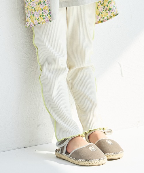 pairmanon（ペアマノン）の「【リブコットン100】配色メロー 10分丈 リブレギンス（その他パンツ・キッズ・ブルー系その他/パープル/ホワイト系その他/ピンク/テラコッタ/アイボリー/ライトベージュ/ライトイエロー/ブルー/ブルー系その他3/ピンク系その他/ブラック系その他2/ブラック系その他/ホワイト系その他2/レッド系その他/パープル系その他2/ホワイト系その他3/ベージュ/ホワイト系その他4/ブラック系その他3/ベージュ系その他/ブラウン/グリーン系その他/ピンク系その他2/ホワイト/ブラック/スモークピンク/ブラウン系その他/ブルー系その他4/チャコールグレー/オフホワイト/ブラック系その他4/ベージュ系その他2/レッド系その他2・100/110/120/130/140/150/90）」の2枚目の写真