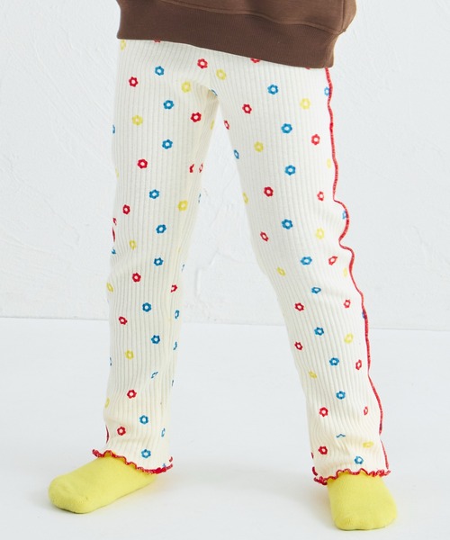 pairmanon（ペアマノン）の「【リブコットン100】配色メロー 10分丈 リブレギンス（その他パンツ・キッズ・ブルー系その他/パープル/ホワイト系その他/ピンク/テラコッタ/アイボリー/ライトベージュ/ライトイエロー/ブルー/ブルー系その他3/ピンク系その他/ブラック系その他2/ブラック系その他/ホワイト系その他2/レッド系その他/パープル系その他2/ホワイト系その他3/ベージュ/ホワイト系その他4/ブラック系その他3/ベージュ系その他/ブラウン/グリーン系その他/ピンク系その他2/ホワイト/ブラック/スモークピンク/ブラウン系その他/ブルー系その他4/チャコールグレー/オフホワイト/ブラック系その他4/ベージュ系その他2/レッド系その他2・100/110/120/130/140/150/90）」の3枚目の写真