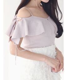 MERCURYDUO | ラッフルサイドレースアップスリーブニット(ニット/セーター)