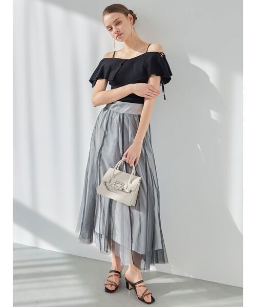 MERCURYDUO（マーキュリーデュオ）の「ラッフルサイドレースアップスリーブニット（ニット/セーター・レディース・ライトブルー/ブラック/オフホワイト/ベビーピンク・FREE）」の7枚目の写真