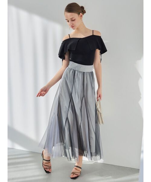 MERCURYDUO（マーキュリーデュオ）の「ラッフルサイドレースアップスリーブニット（ニット/セーター・レディース・ライトブルー/ブラック/オフホワイト/ベビーピンク・FREE）」の10枚目の写真