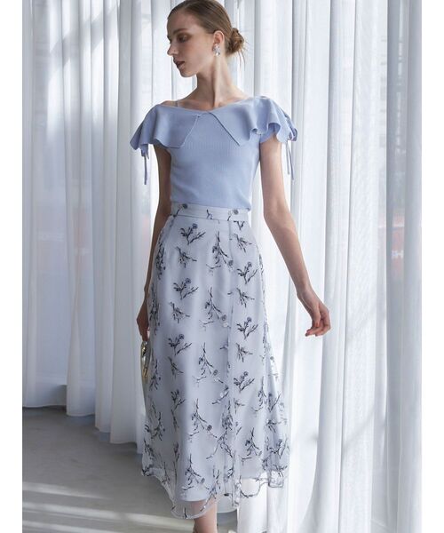 MERCURYDUO（マーキュリーデュオ）の「ラッフルサイドレースアップスリーブニット（ニット/セーター・レディース・ライトブルー/ブラック/オフホワイト/ベビーピンク・FREE）」の16枚目の写真