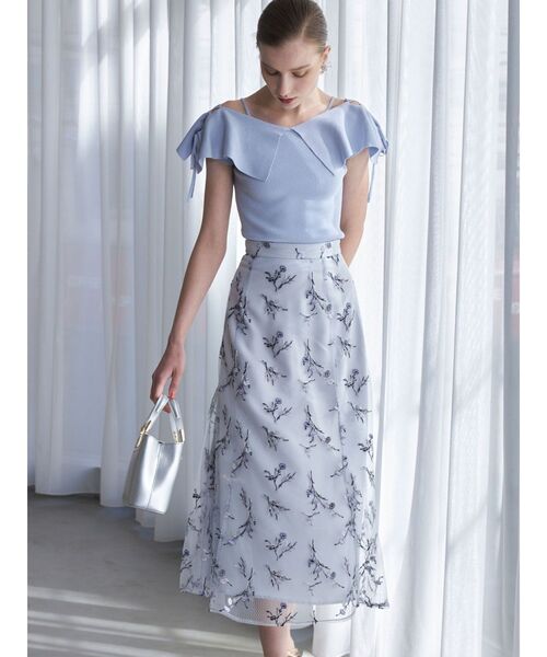 MERCURYDUO（マーキュリーデュオ）の「ラッフルサイドレースアップスリーブニット（ニット/セーター・レディース・ライトブルー/ブラック/オフホワイト/ベビーピンク・FREE）」の19枚目の写真