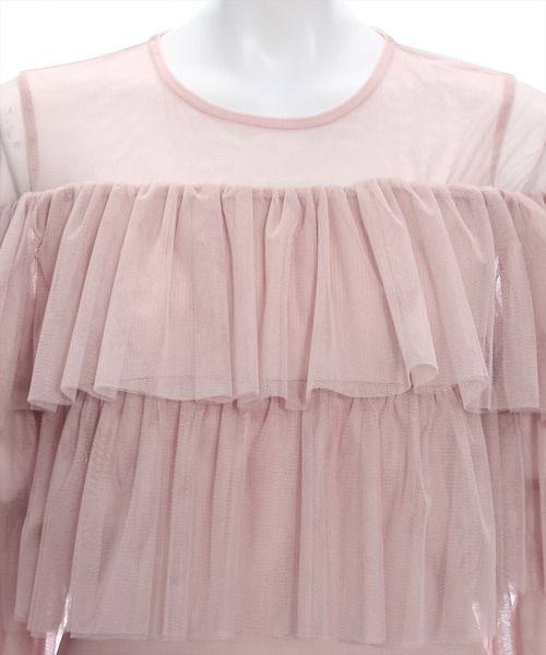 clear（クリア）の「チュールフリル切替トップス[大人 フェミニン シースルー]≪再入荷≫（Tシャツ/カットソー・レディース・オフホワイト/ピンクベージュ/ベージュ/グレー・F）」の12枚目の写真