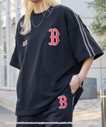 MLB/メジャーリーグベースボール 別注 セットアップ ワッペン刺繍 サイドライン ビッグシルエット半袖プルオーバースウェット&ショートパンツ