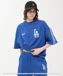 MLB（メジャーリーグベースボール）の「MLB メジャーリーグベースボール 別注 セットアップ ワッペン刺繍  サイドライン ビッグシルエット半袖プルオーバースウェット&ショートパンツ（セットアップ）」