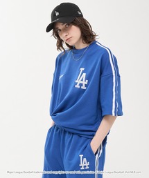 MLB（メジャーリーグベースボール）の「MLB メジャーリーグベースボール 別注 セットアップ ワッペン刺繍  サイドライン ビッグシルエット半袖プルオーバースウェット&ショートパンツ（セットアップ）」