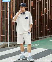 MLB（メジャーリーグベースボール）の「MLB メジャーリーグベースボール 別注 セットアップ ワッペン刺繍  サイドライン ビッグシルエット半袖プルオーバースウェット&ショートパンツ（セットアップ）」