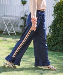 idem（イデム）の「side line jersey frill pants/サイドラインフリルパンツ（スウェットパンツ）」
