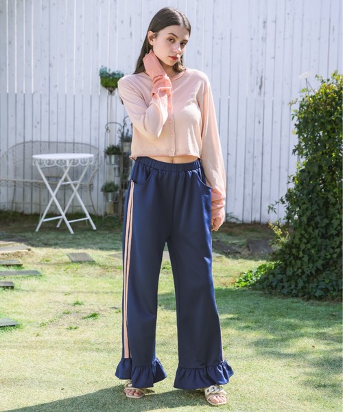 idem(イデム)の「side line jersey frill pants/サイドラインフリルパンツ(スウェットパンツ・レディース・ネイビー/グレー・FREE/SMALL)」の11枚目の写真