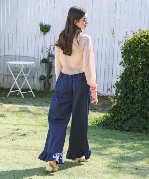 idem(イデム)の「side line jersey frill pants/サイドラインフリルパンツ(スウェットパンツ・レディース・ネイビー/グレー・FREE/SMALL)」の13枚目の写真
