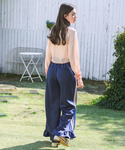 idem(イデム)の「side line jersey frill pants/サイドラインフリルパンツ(スウェットパンツ・レディース・ネイビー/グレー・FREE/SMALL)」の14枚目の写真