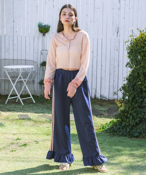 idem(イデム)の「side line jersey frill pants/サイドラインフリルパンツ(スウェットパンツ・レディース・ネイビー/グレー・FREE/SMALL)」の12枚目の写真