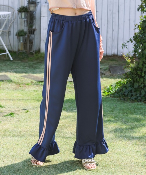 idem(イデム)の「side line jersey frill pants/サイドラインフリルパンツ(スウェットパンツ・レディース・ネイビー/グレー・FREE/SMALL)」の15枚目の写真