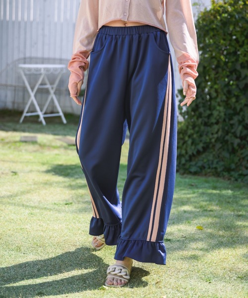 idem(イデム)の「side line jersey frill pants/サイドラインフリルパンツ(スウェットパンツ・レディース・ネイビー/グレー・FREE/SMALL)」の16枚目の写真