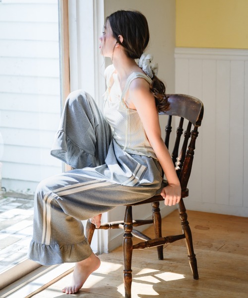 idem(イデム)の「side line jersey frill pants/サイドラインフリルパンツ(スウェットパンツ・レディース・ネイビー/グレー・FREE/SMALL)」の9枚目の写真