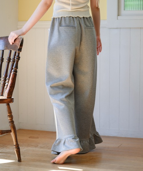 idem(イデム)の「side line jersey frill pants/サイドラインフリルパンツ(スウェットパンツ・レディース・ネイビー/グレー・FREE/SMALL)」の8枚目の写真