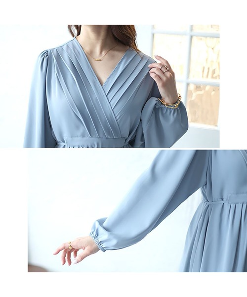 GOLDJAPAN(ゴールドジャパン)の「パワーショルダーカシュクールワンピース【大きいサイズ対応】(ワンピース・レディース・ネイビー/ブルーグレー・5L/4L/3L/LL)」の8枚目の写真
