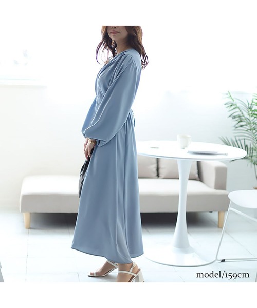 GOLDJAPAN(ゴールドジャパン)の「パワーショルダーカシュクールワンピース【大きいサイズ対応】(ワンピース・レディース・ネイビー/ブルーグレー・5L/4L/3L/LL)」の11枚目の写真