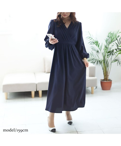 GOLDJAPAN(ゴールドジャパン)の「パワーショルダーカシュクールワンピース【大きいサイズ対応】(ワンピース・レディース・ネイビー/ブルーグレー・5L/4L/3L/LL)」の14枚目の写真
