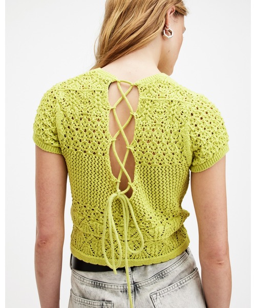 ALLSAINTS(オールセインツ)の「BRIAR CROCHET KNITTED SLIM FIT TOP | BRIAR クロシェ ニット スリム フィット トップ(ニット/セーター・レディース・グリーン系その他・M/L/XS/S)」の9枚目の写真