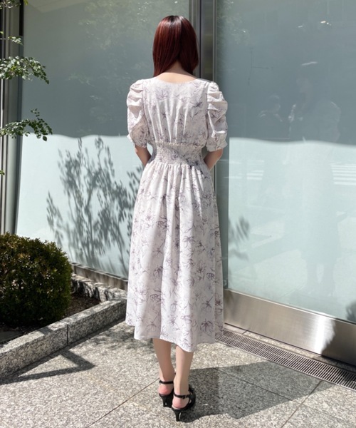 NOMAE（ノーマエ）の「ギャザースリーブ花柄ワンピース（ワンピース・レディース・パープル/ブラック系その他/ブルー系その他・FREE）」の9枚目の写真