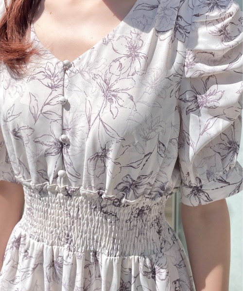 NOMAE（ノーマエ）の「ギャザースリーブ花柄ワンピース（ワンピース・レディース・パープル/ブラック系その他/ブルー系その他・FREE）」の10枚目の写真