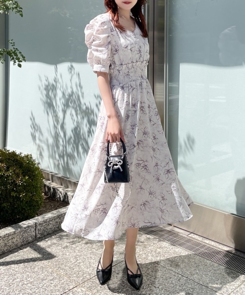 NOMAE（ノーマエ）の「ギャザースリーブ花柄ワンピース（ワンピース
