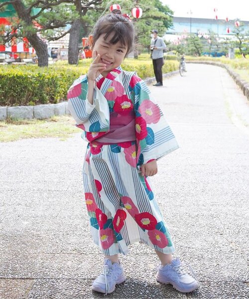 BREEZE（ブリーズ）の「【すっぽり着られる】総柄GIRLS浴衣_帯セット（浴衣・キッズ・ピンク/レッド・100/110/120/130/140）」の16枚目の写真