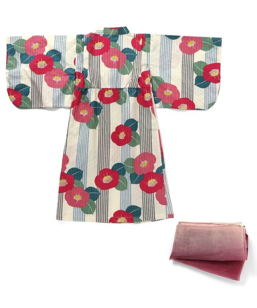 BREEZE（ブリーズ）の「【すっぽり着られる】総柄GIRLS浴衣_帯セット（浴衣・キッズ・ピンク/レッド・100/110/120/130/140）」の3枚目の写真