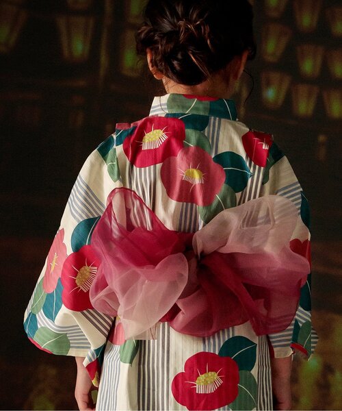 BREEZE（ブリーズ）の「【すっぽり着られる】総柄GIRLS浴衣_帯セット（浴衣・キッズ・ピンク/レッド・100/110/120/130/140）」の9枚目の写真