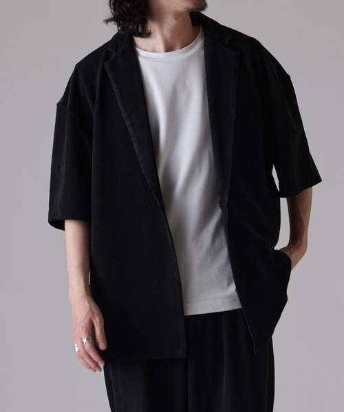 Lui's（ルイス）の「コードピケ ハーフスリーブジャケット（テーラードジャケット・メンズ・ライトグレー/ブラック・S/M）」の2枚目の写真