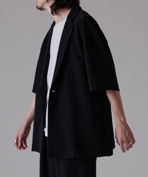 Lui's（ルイス）の「コードピケ ハーフスリーブジャケット（テーラードジャケット・メンズ・ライトグレー/ブラック・S/M）」の4枚目の写真