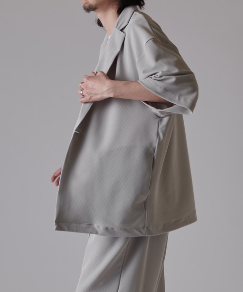 Lui's（ルイス）の「コードピケ ハーフスリーブジャケット（テーラードジャケット・メンズ・ライトグレー/ブラック・S/M）」の10枚目の写真