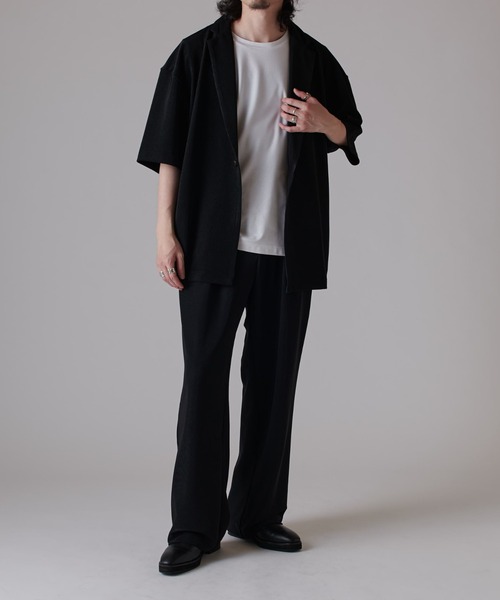 Lui's（ルイス）の「コードピケ ハーフスリーブジャケット（テーラードジャケット・メンズ・ライトグレー/ブラック・S/M）」の6枚目の写真