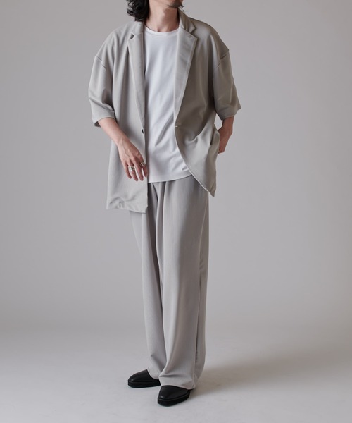 Lui's（ルイス）の「コードピケ ハーフスリーブジャケット（テーラードジャケット・メンズ・ライトグレー/ブラック・S/M）」の12枚目の写真