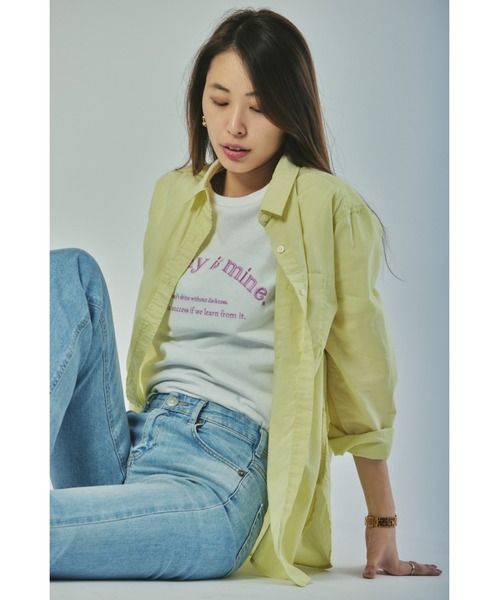 BACK NUMBER（バックナンバー）の「BACK NUMBER(バックナンバー)ライトポプリン長袖カラーシャツ（シャツ/ブラウス・レディース・イエロー/オレンジ/ライラック/グリーン・M/L/S/XL）」の4枚目の写真